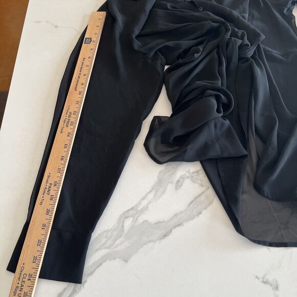 Bar III Plus Front Tie Button Blouse Women's 2X Black V-Neck Long Sleeve Top NWT - Picture 9 of 11